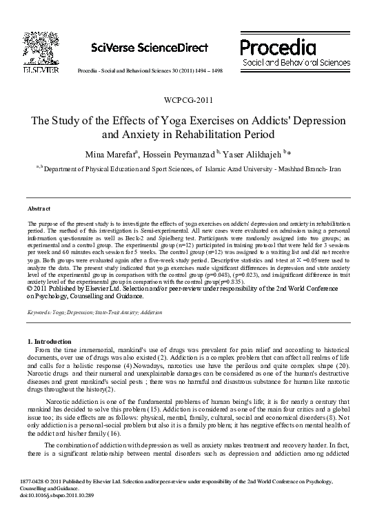(PDF) The Study of the Effects of Yoga Exercises on Addicts’ Depression ...