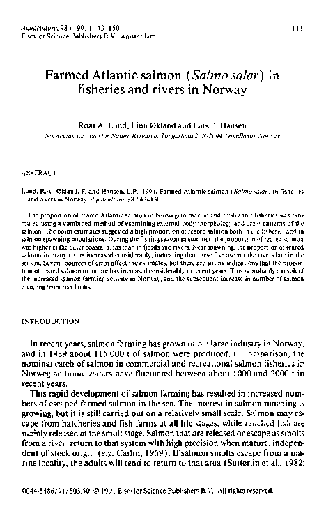(PDF) Farmed Atlantic salmon (Salmo salar) in fisheries and rivers in ...