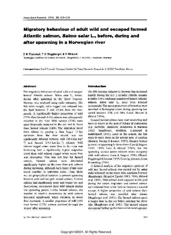 (PDF) Migratory behaviour of adult wild and escaped farmed Atlantic ...