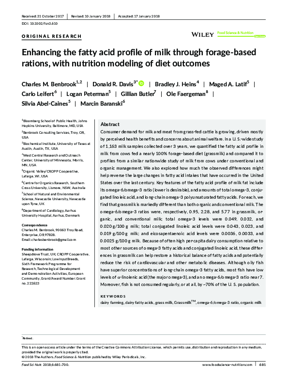 (PDF) Enhancing the fatty acid profile of milk through forage-based ...
