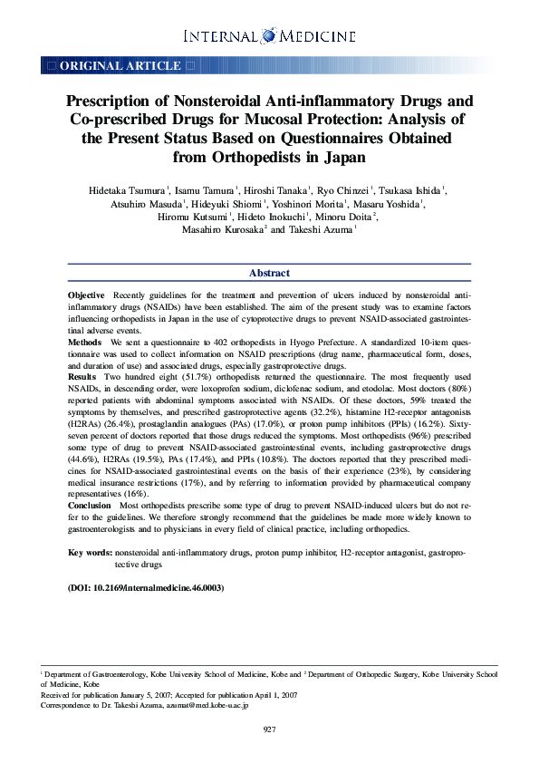 (PDF) Prescription of NonSteroidal AntiInflammatory Drugs and Muscle Relaxants for Back Pain