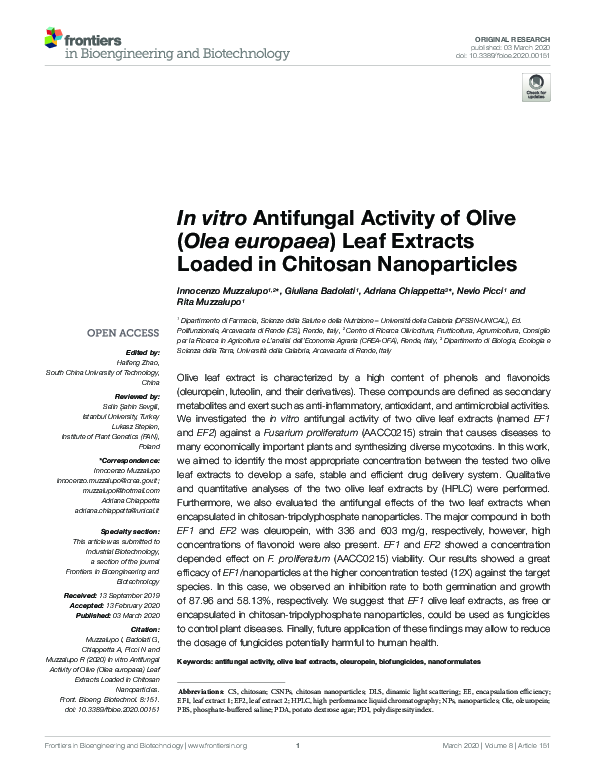 (PDF) In vitro Antifungal Activity of Olive (Olea europaea) Leaf ...