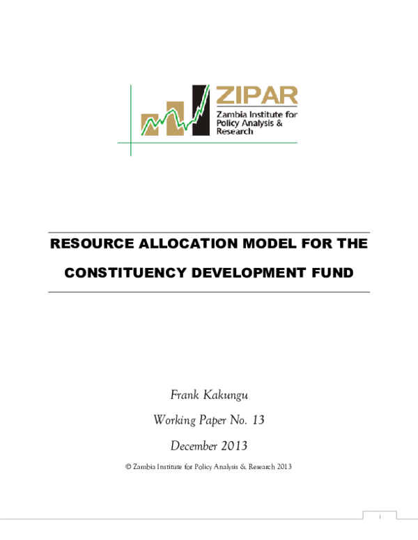 (PDF) RESOURCE ALLOCATION MODEL FOR THE CONSTITUENCY DEVELOPMENT FUND