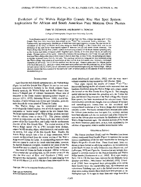 (PDF) Evolution of the Walvis Ridge-Rio Grande Rise Hot Spot System ...