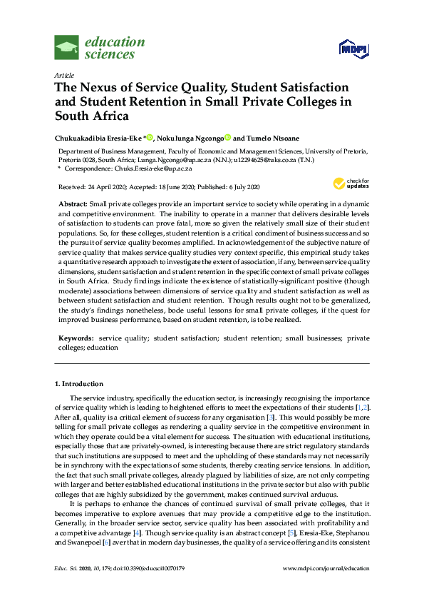 (PDF) The Nexus of Service Quality, Student Satisfaction and Student ...