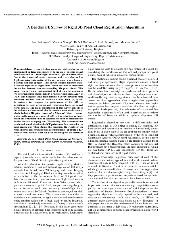 (PDF) A Benchmark Survey of Rigid 3D Point Cloud Registration Algorithms