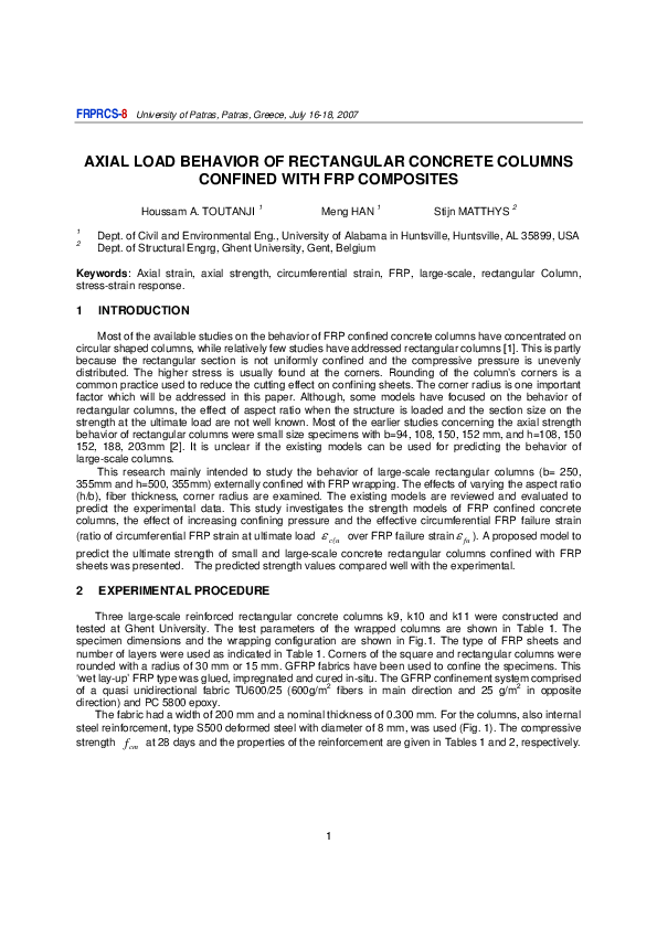 (PDF) Axial Load Behavior of Rectangular Concrete Columns Confined with ...