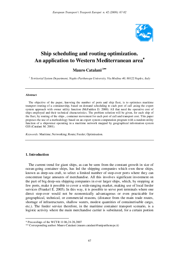 (PDF) Ship scheduling and routing optimization. An application to ...