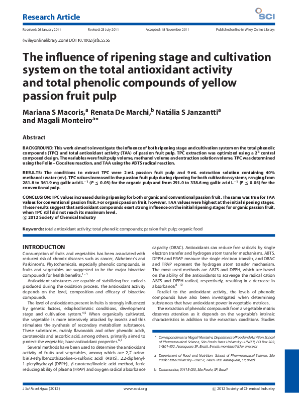 (PDF) The influence of ripening stage and cultivation system on the ...