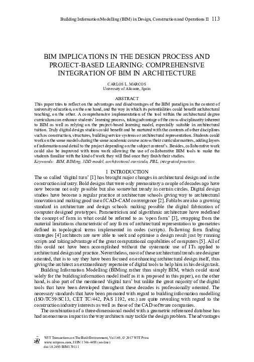 (PDF) Bim Implications in the Design Process and Project-Based Learning ...