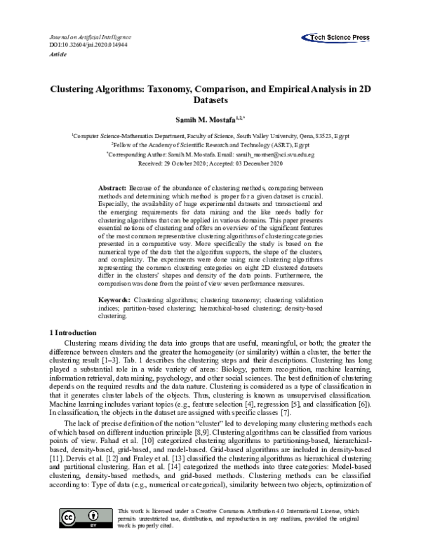 (PDF) Clustering Algorithms: Taxonomy, Comparison, and Empirical ...