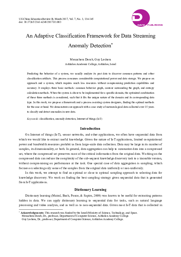(PDF) An Adaptive Classification Framework for Data Streaming Anomaly ...