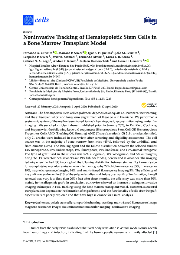 (PDF) Noninvasive Tracking of Hematopoietic Stem Cells in a Bone Marrow ...