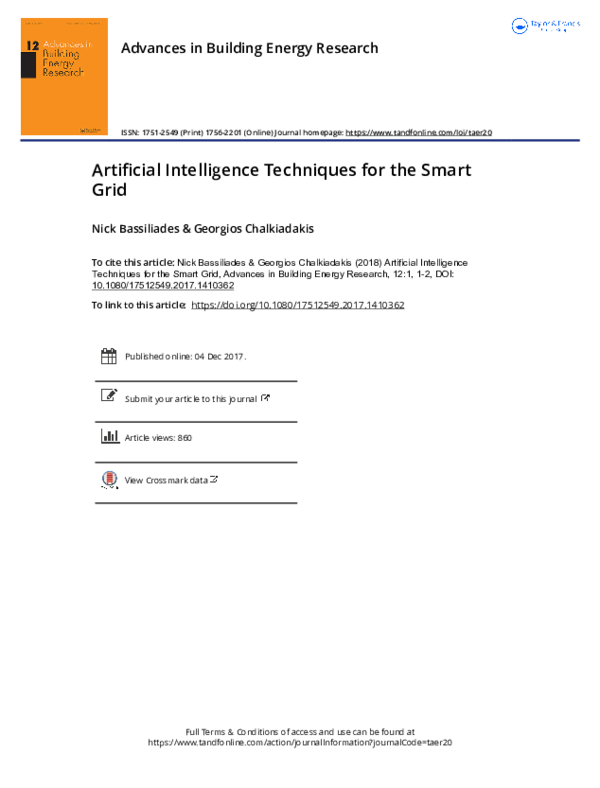 (PDF) Artificial Intelligence Techniques for the Smart Grid