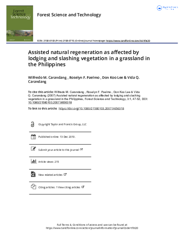 (PDF) Assisted natural regeneration as affected by lodging and slashing ...