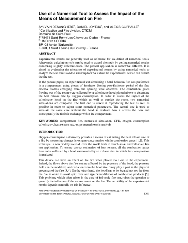 (PDF) Use Of A Numerical Tool To Assess The Impact Of The Means Of ...
