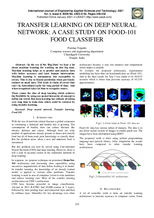 (PDF) Transfer Learning on Deep Neural Network: A Case Study on FOOD ...