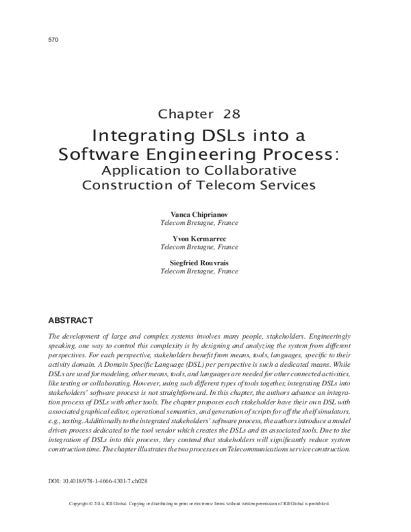 (PDF) Integrating DSLs into a Software Engineering Process