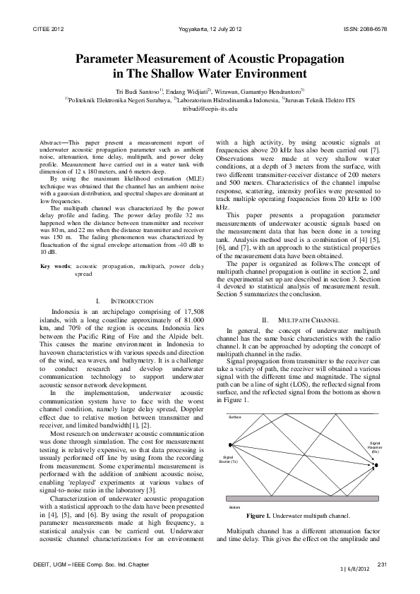 (PDF) Parameter Measurement of Acoustic Propagation in The Shallow ...