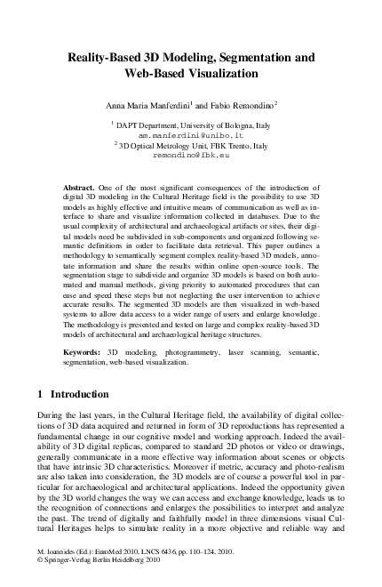 (PDF) Reality-based 3D modeling, segmentation and web-based visualization
