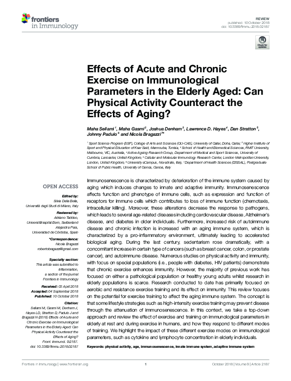 (PDF) Effects of Acute and Chronic Exercise on Immunological Parameters ...