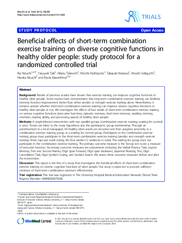 (PDF) Beneficial effects of short-term combination exercise training on ...