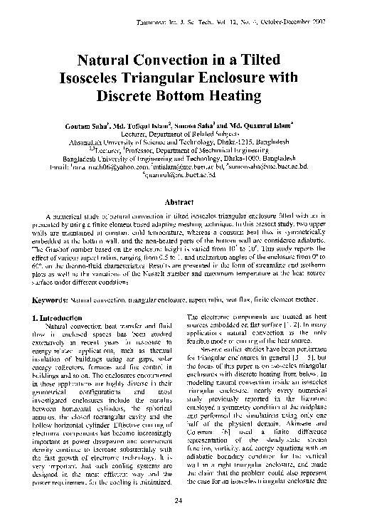 (PDF) Natural Convection in Titled Isosceles Triangular Enclosure with ...