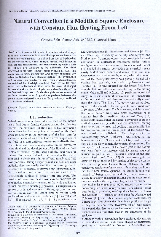 (PDF) Natural Convection in a Modified Square Enclosure with Constant ...