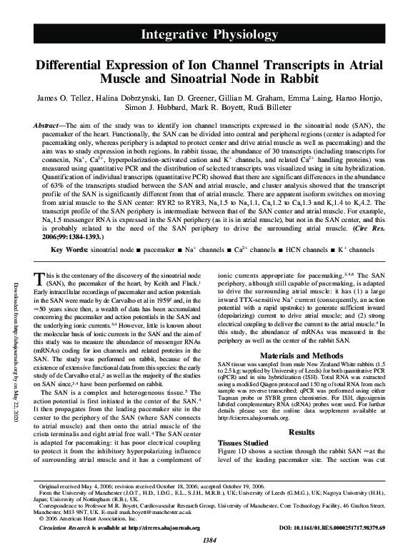 (PDF) Differential Expression of Ion Channel Transcripts in Atrial ...