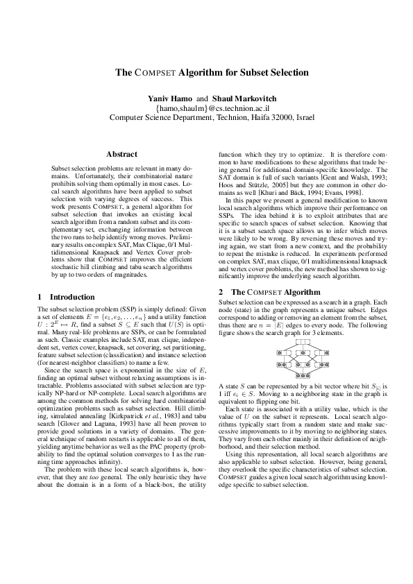 (PDF) The COMPSET algorithm for subset selection