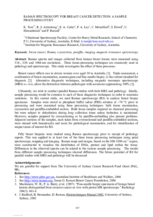 (PDF) Raman spectroscopy for breast cancer detection: A sample ...