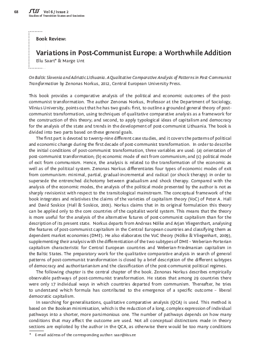 (PDF) Variations in Post-Communist Europe: a Worthwhile Addition