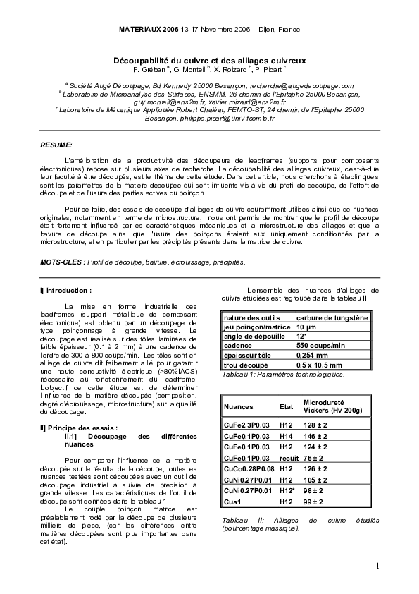 (PDF) Découpabilité du cuivre et des alliages cuivreux — free download