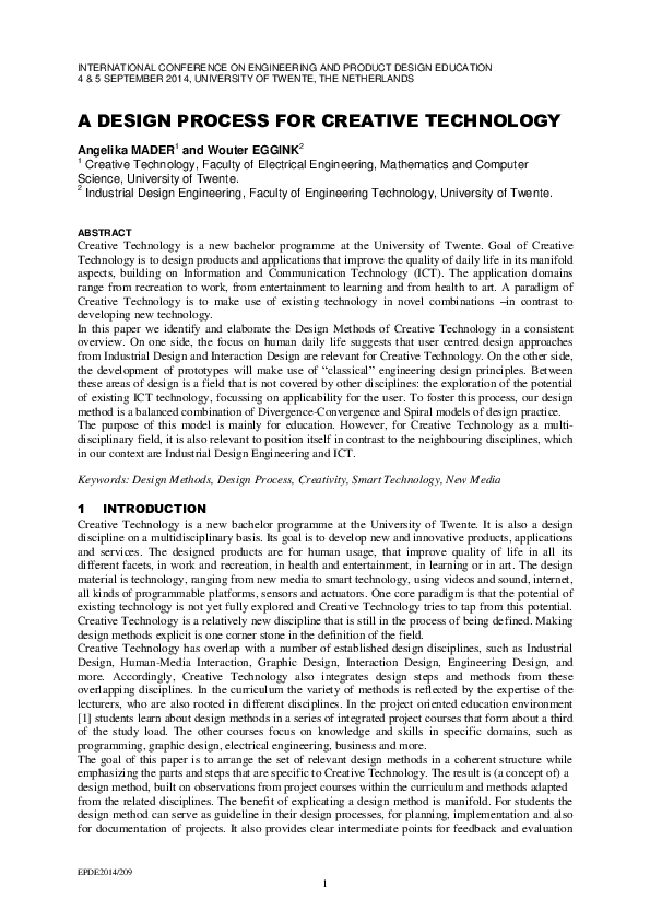 (PDF) A Design Process for Creative Technology