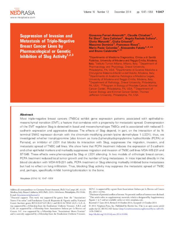 (PDF) Suppression of Invasion and Metastasis of Triple-Negative Breast ...