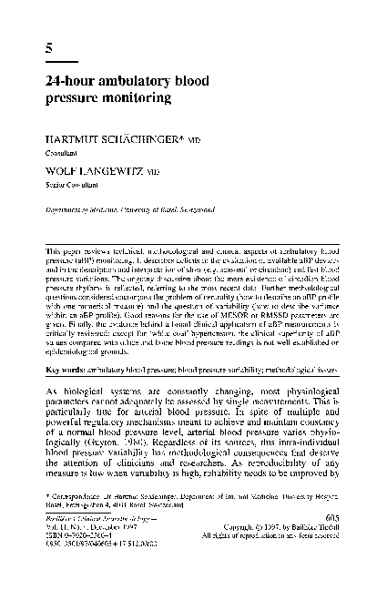 (PDF) 24-Hour ambulatory blood pressure monitoring