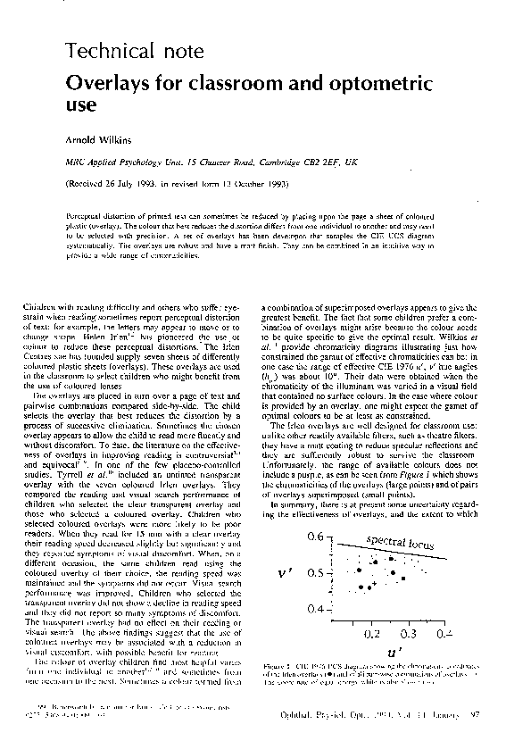 (PDF) Overlays for classroom and optometric use