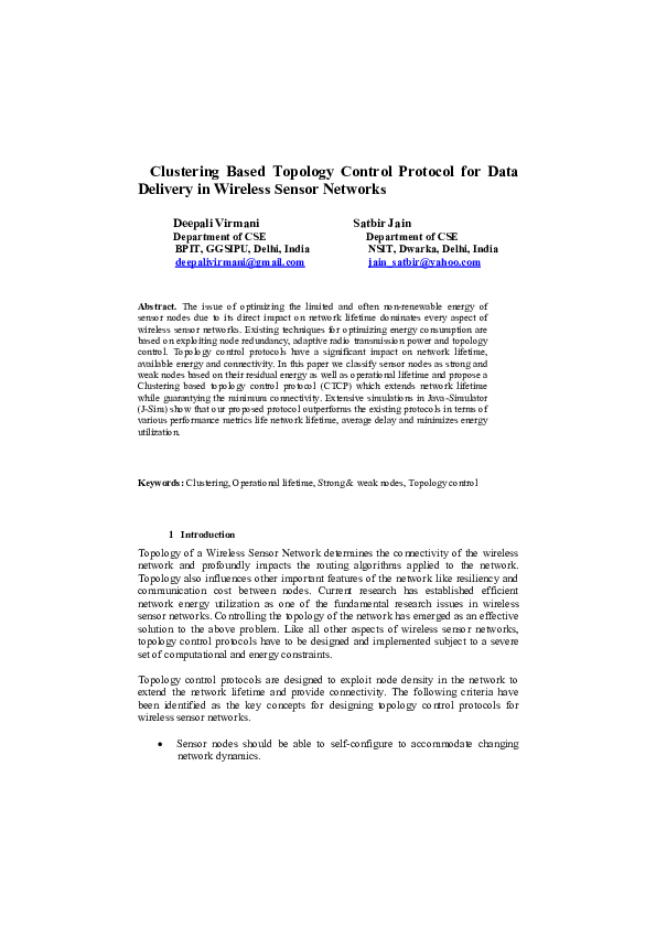 (PDF) Clustering Based Topology Control Protocol for Data Delivery in ...