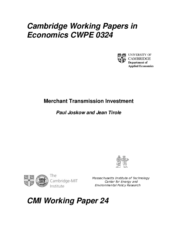(PDF) Merchant Transmission Investment
