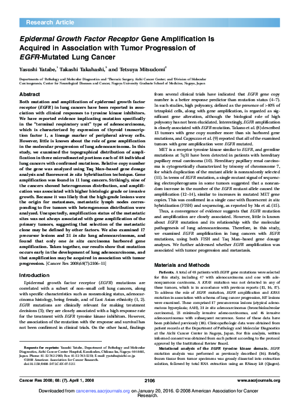 (PDF) Epidermal growth factor receptor gene amplification in atypical ...