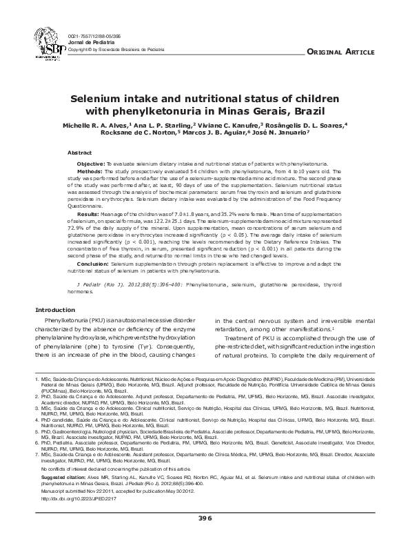 (PDF) Selenium intake and nutritional status of children with ...