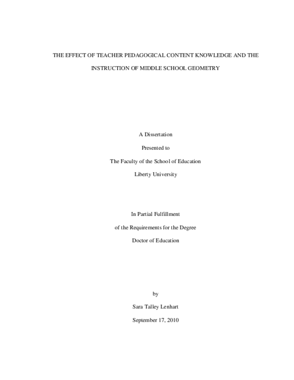 (PDF) The Effect of Teacher Pedagogical Content Knowledge and the ...