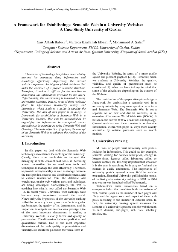 (PDF) A Framework for Establishing a Semantic Web in a University ...