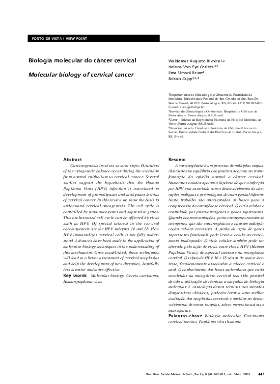 (PDF) The Molecular Biology of Cervical Cancer