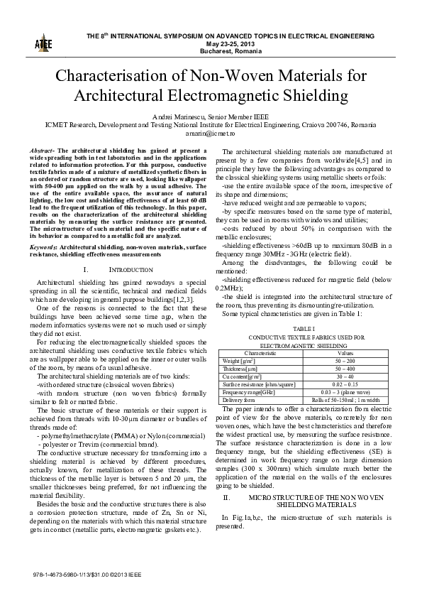 (PDF) Characterisation of non-woven materials for architectural ...