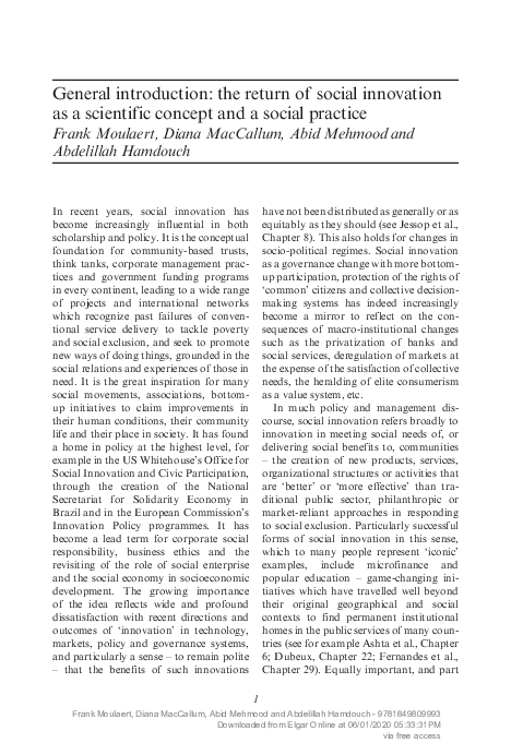 (PDF) General introduction: the return of social innovation as a ...