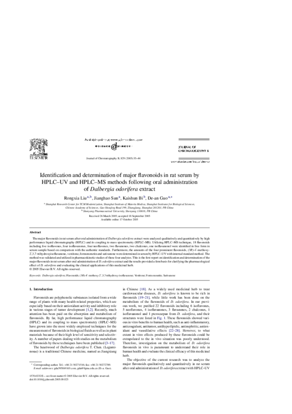 (PDF) Identification and determination of major flavonoids in rat serum ...