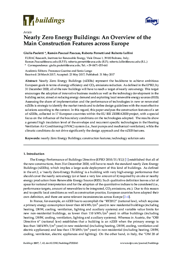 (PDF) Nearly Zero Energy Buildings: An Overview of the Main ...