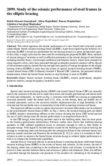 (PDF) Study of the seismic performance of steel frames in the elliptic ...