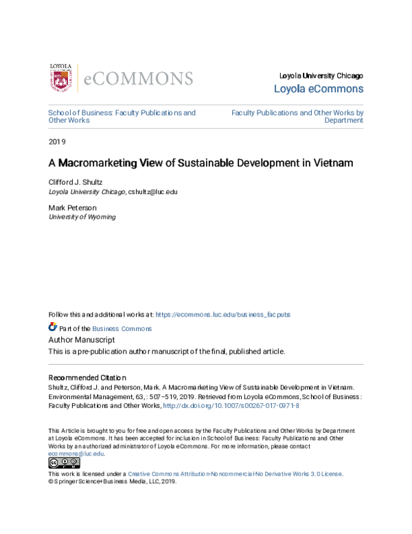 (PDF) A Macromarketing View of Sustainable Development in Vietnam